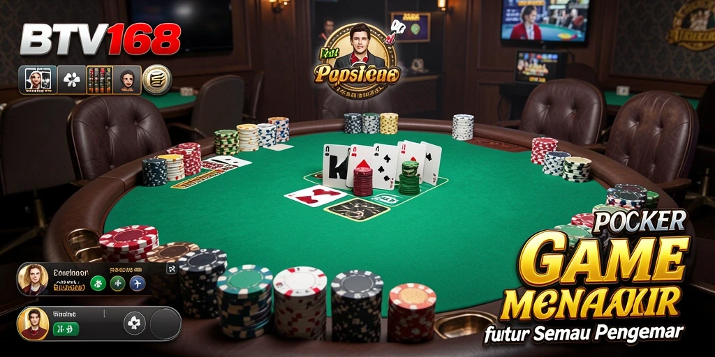 Tampilan gameplay Poker yang seru dan interaktif di BTV168.