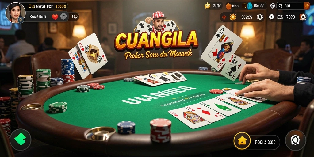 Tampilan gameplay seru dari CUANGILA dengan teman-teman poker.