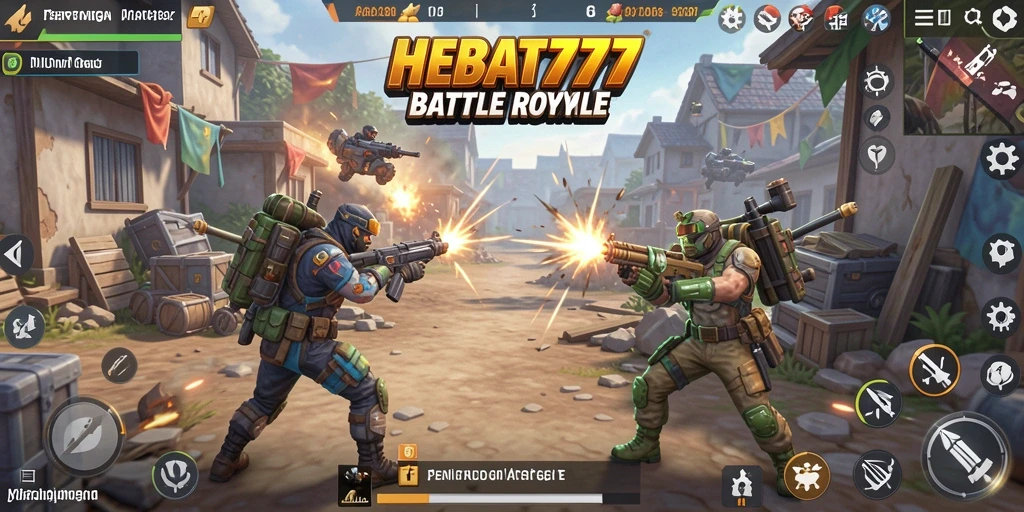 HEBAT777 menampilkan aksi pertarungan seru di arena Battle Royale.