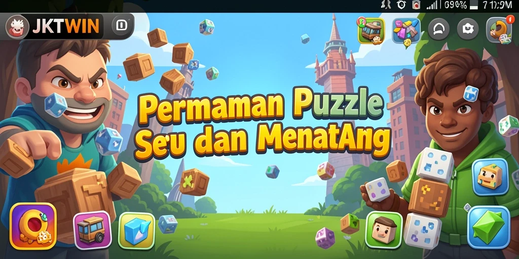 Tampilan menarik dari gameplay puzzle JKTWIN yang menantang.