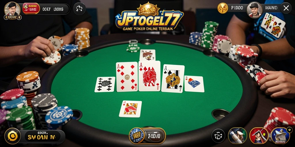 Tampilan gameplay seru di JPTOGEL77 untuk penggemar poker.