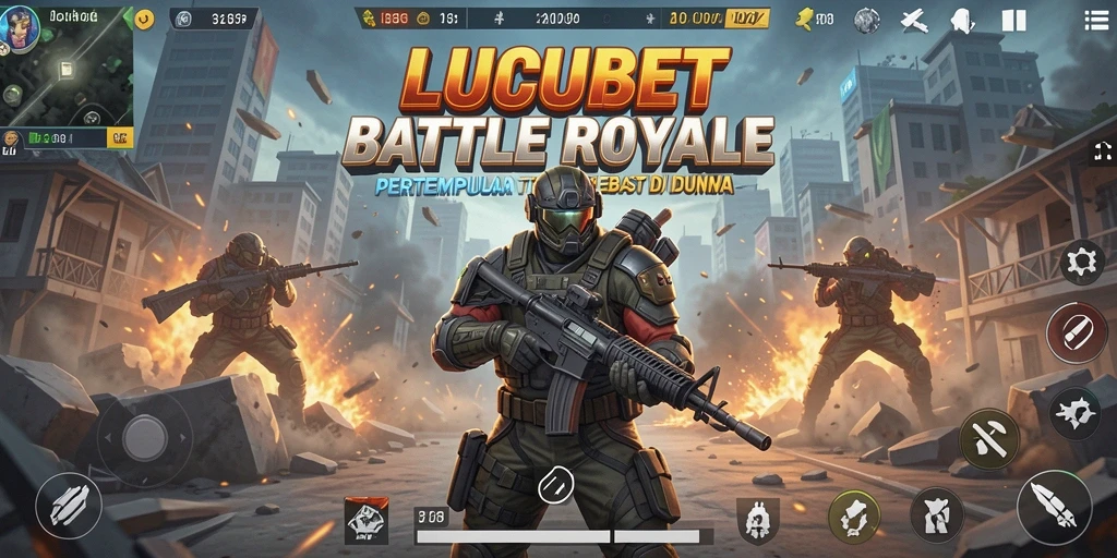 Gameplay mendebarkan di arena Battle Royale LUCUBET.