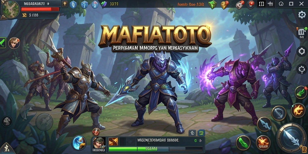 Screenshot MAFIATOTO menampilkan pertarungan epik dalam dunia MMORPG.