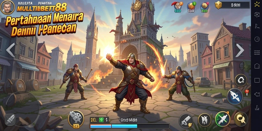 Screenshot gameplay MULTIBET88 menampilkan pertahanan menara yang epik.
