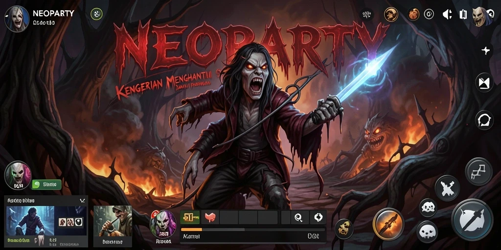 Tampilan utama gameplay NEOPARTY yang menegangkan.