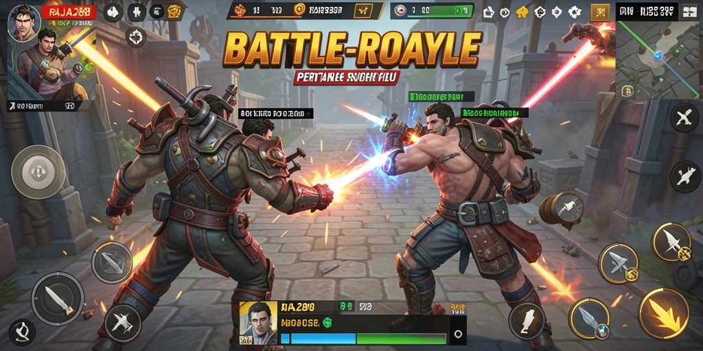 Tampilan seru gameplay RAJA288 dalam pertempuran Battle Royale.
