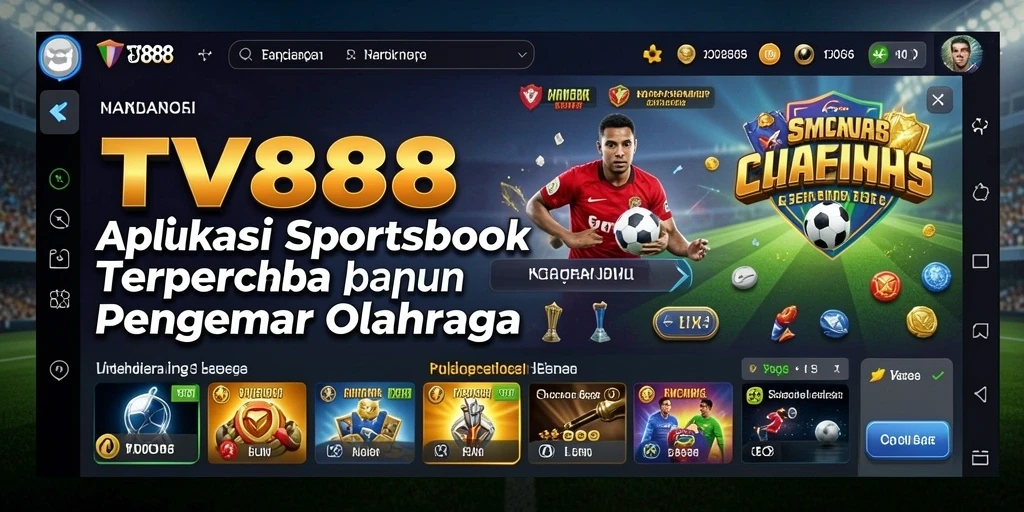 Screenshot utama TV888 menunjukkan tampilan taruhan olahraga yang interaktif.